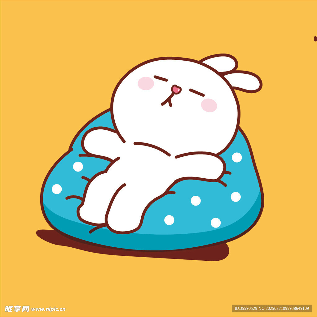 慵懒小兔惬意躺豆袋椅