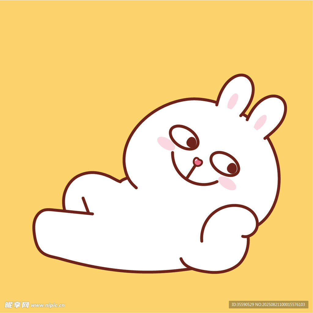躺卧的可爱卡通兔子形象