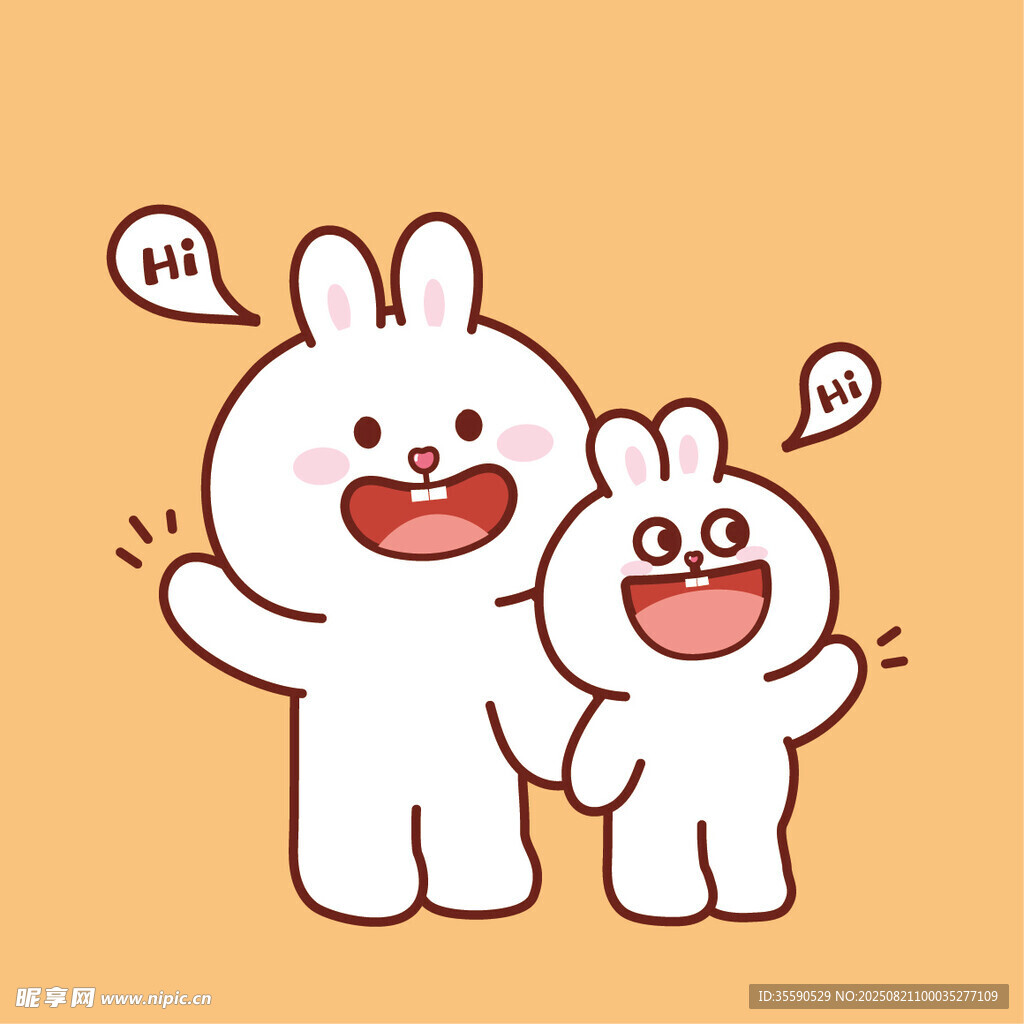 可爱兔伙伴打招呼