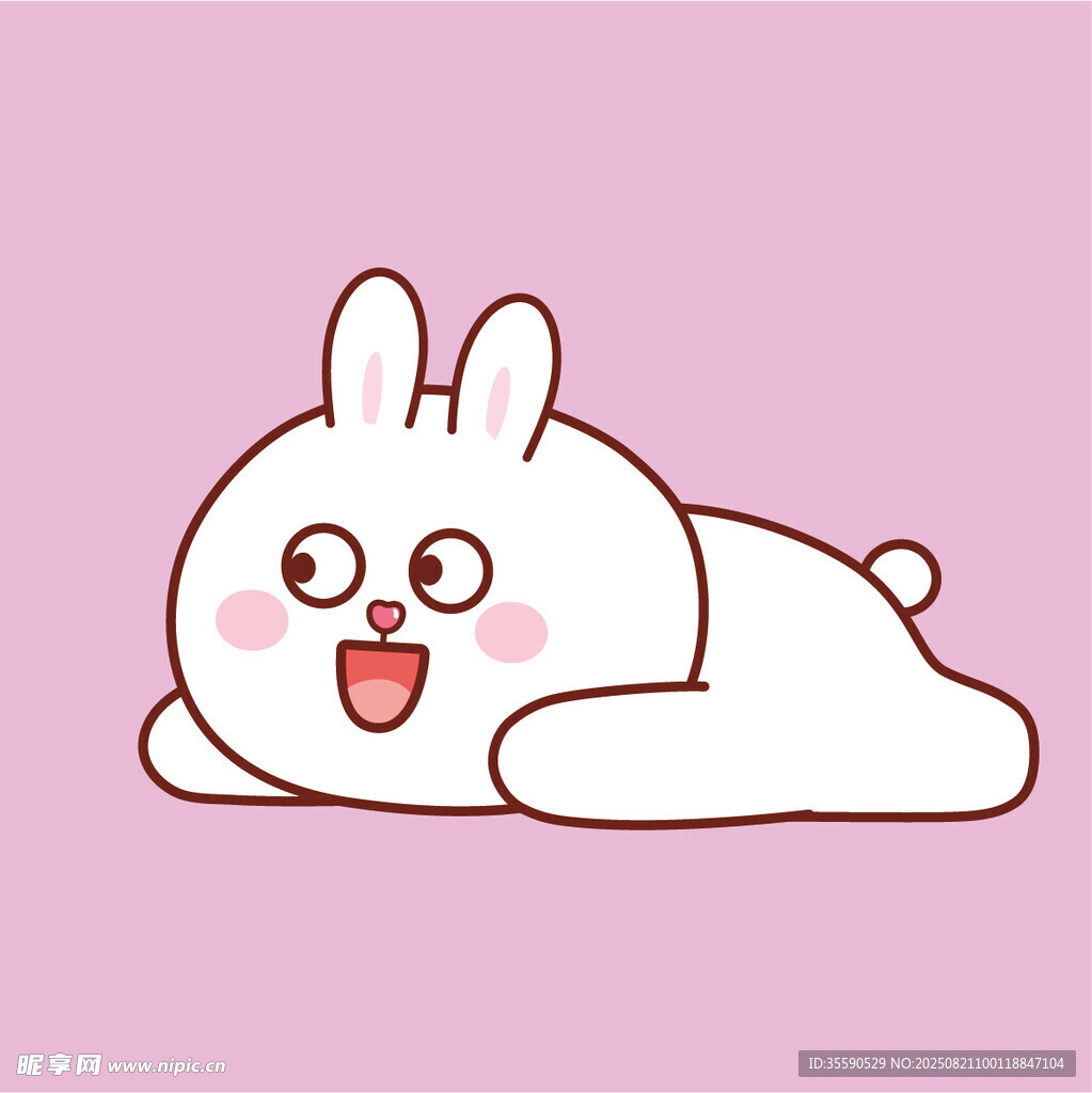 趴着的可爱卡通小白兔
