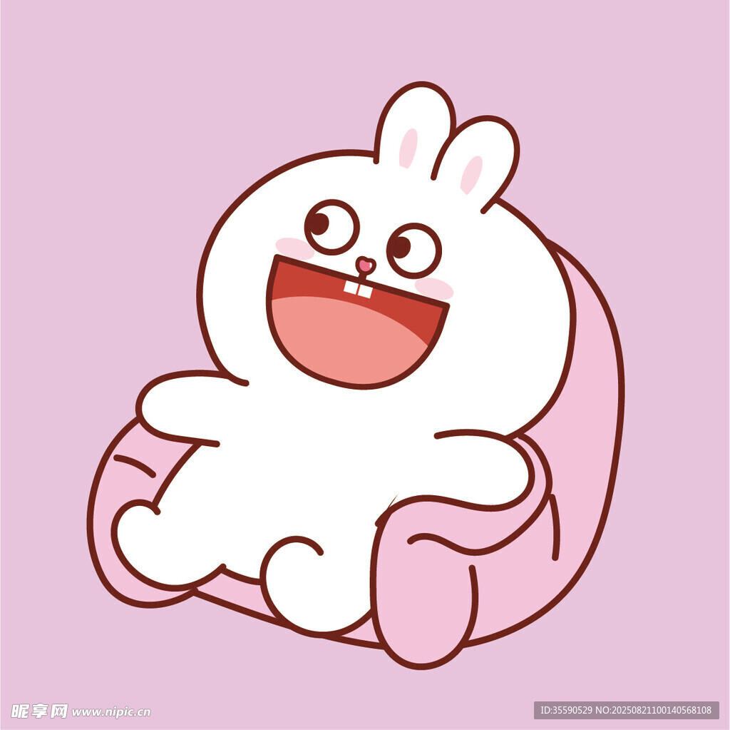 可爱白兔惬意坐沙发