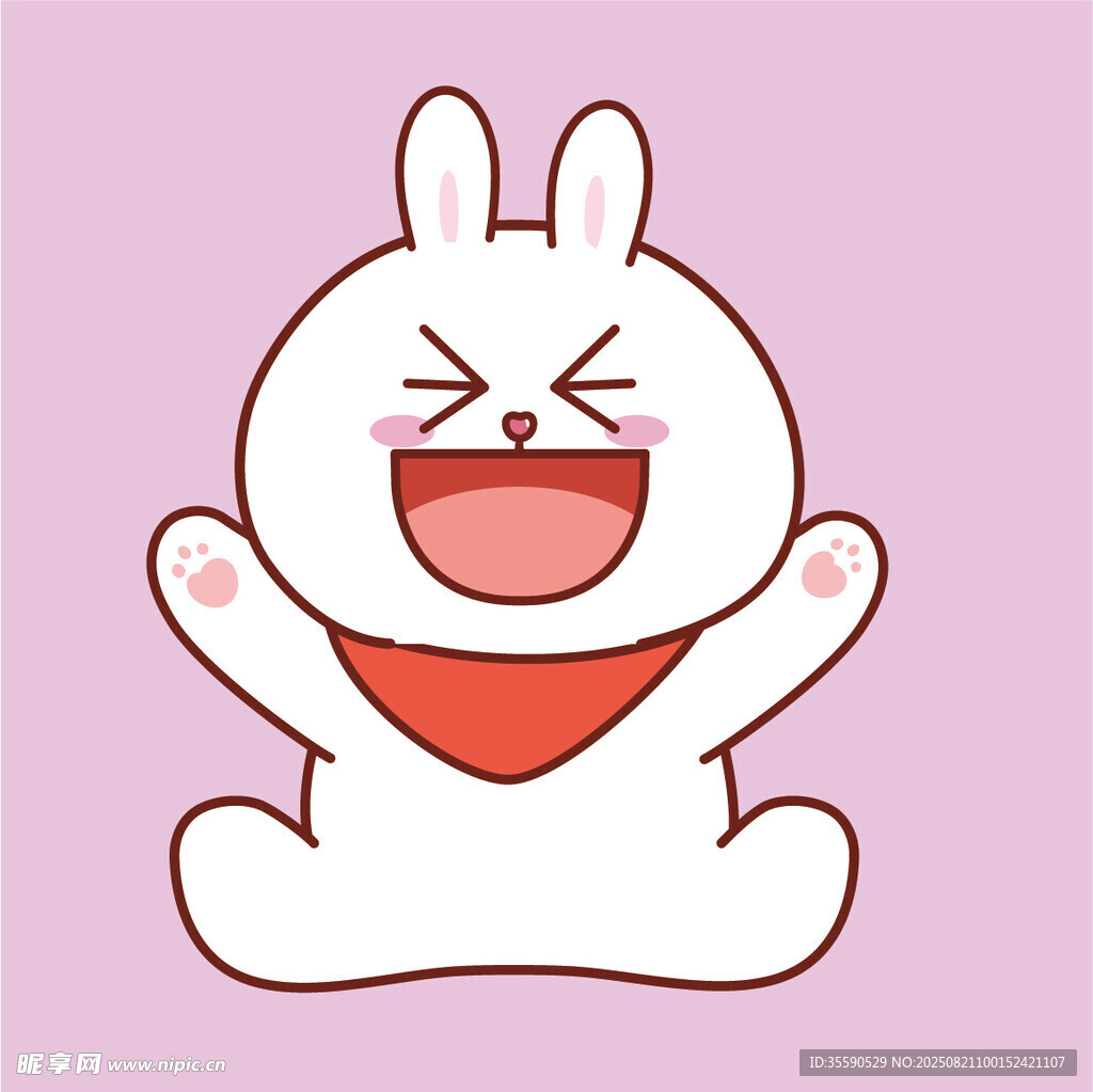 开心白兔坐地开怀大笑