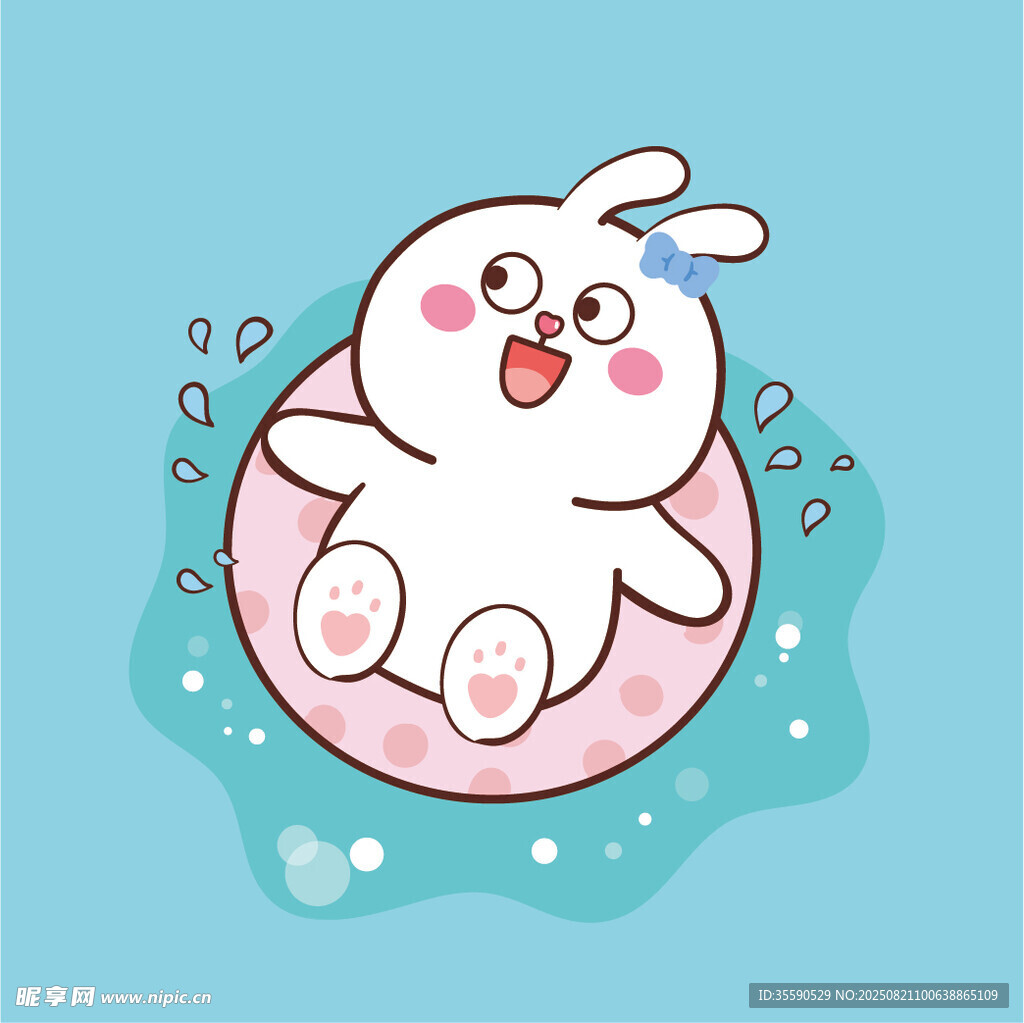 可爱小兔惬意泡澡