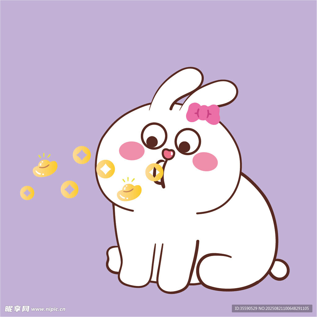 可爱小兔吹彩色泡泡