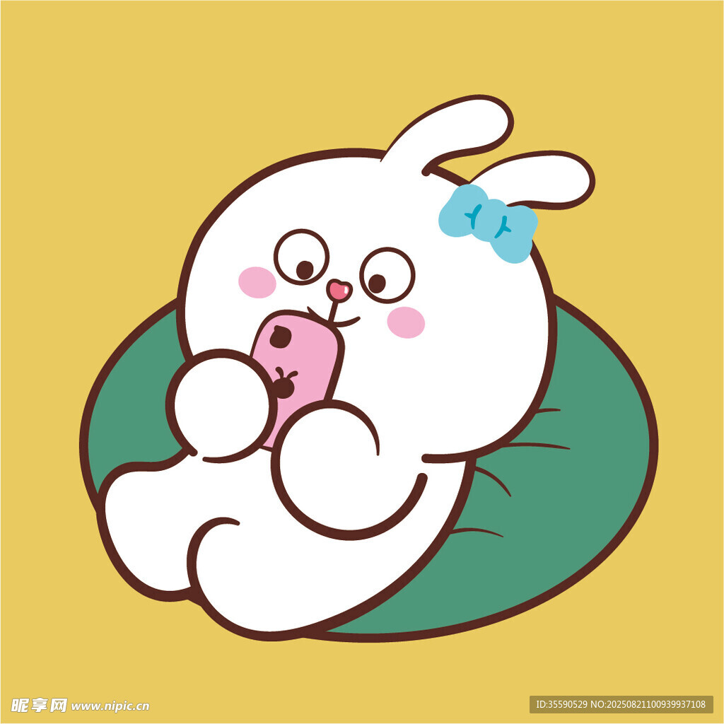 可爱白兔抱物躺卧