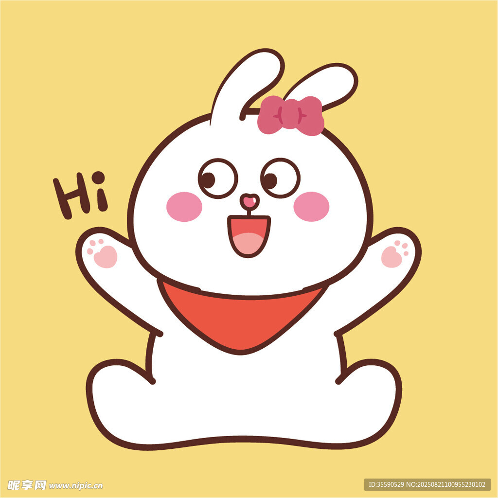 可爱兔子打招呼