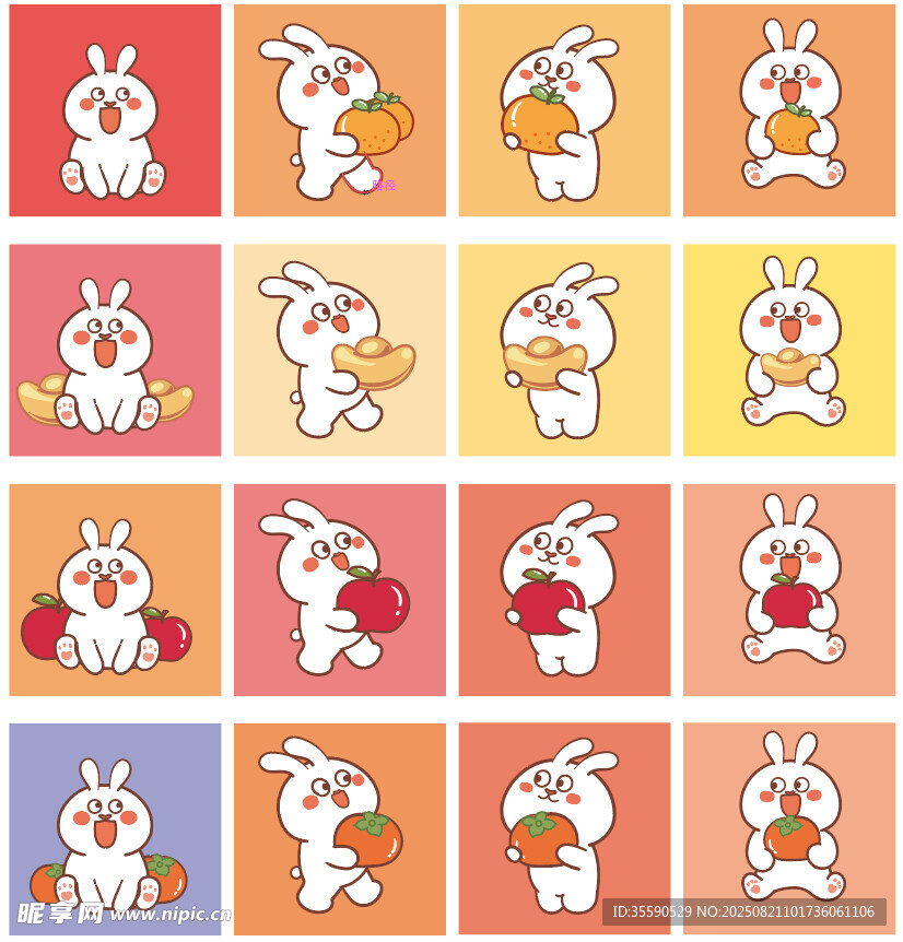 可爱兔子卡通图案集合