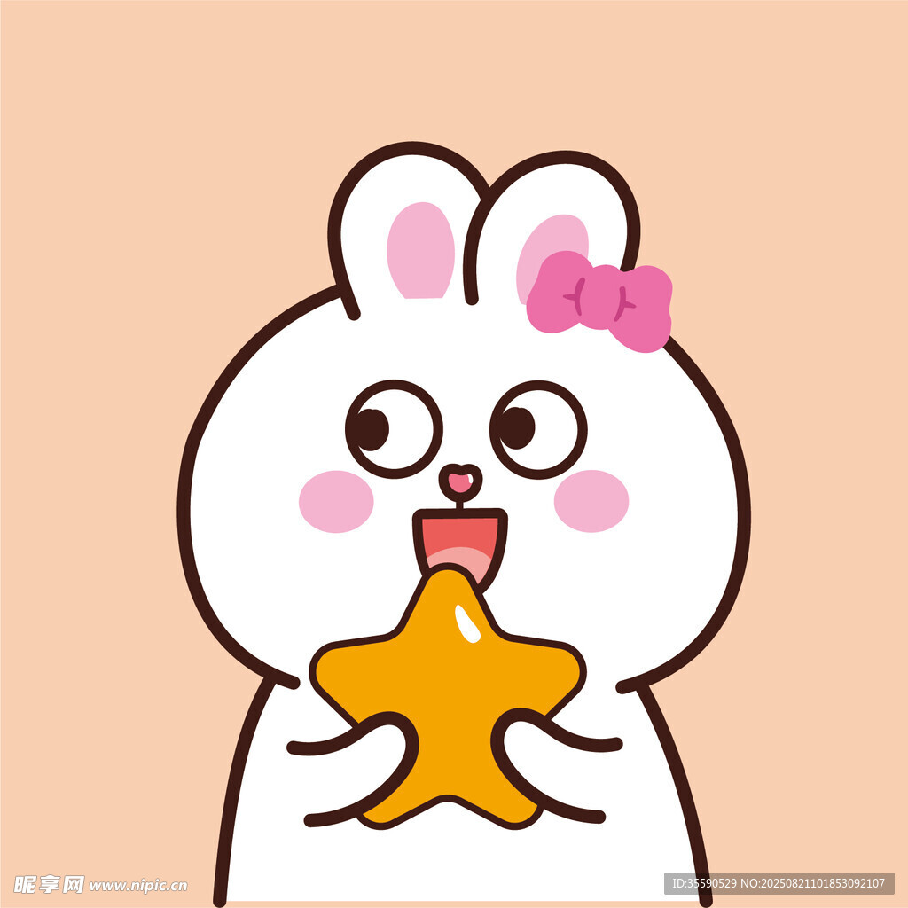 可爱小兔吃星星饼干
