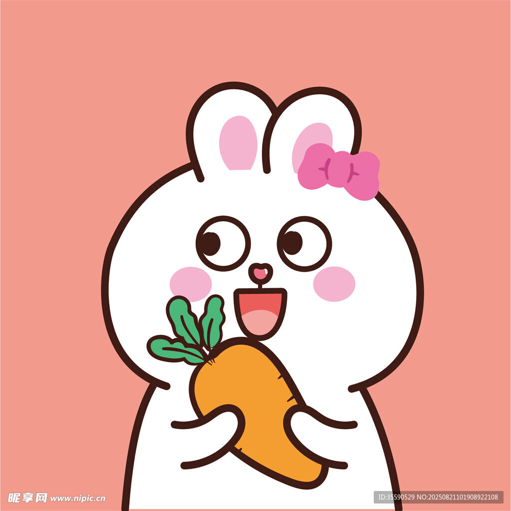 可爱小兔抱胡萝卜