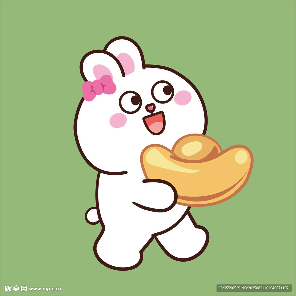 可爱小兔捧金元宝