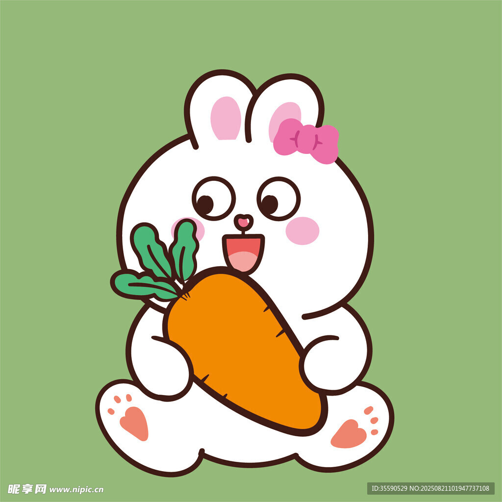 可爱白兔抱胡萝卜