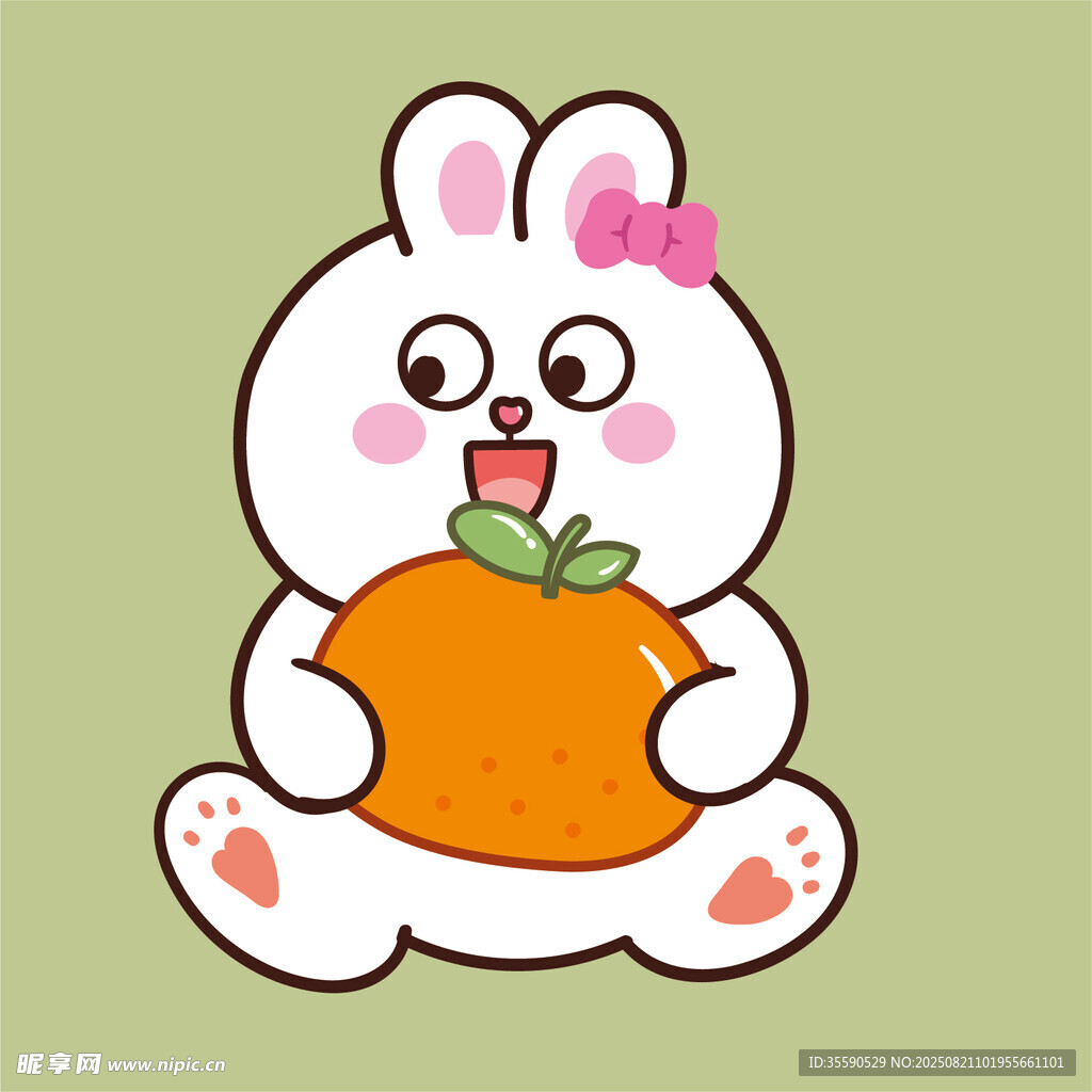 抱南瓜的可爱兔子