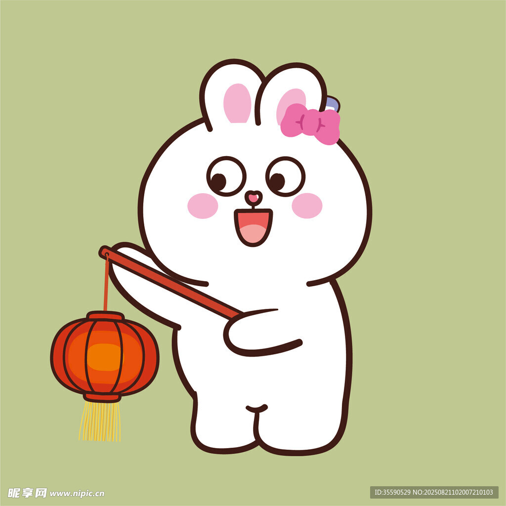 可爱小兔提灯笼迎佳节