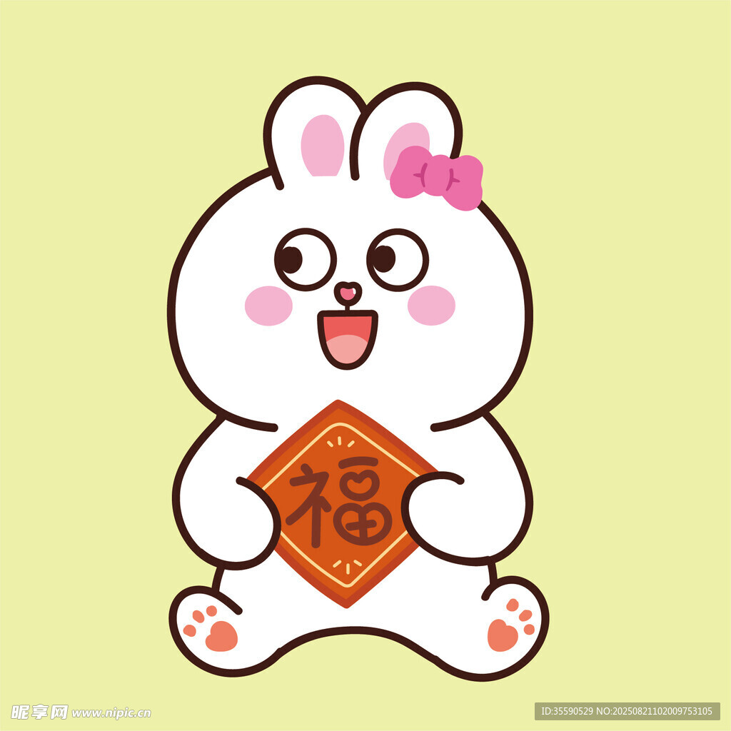 萌兔抱福传递新春喜气