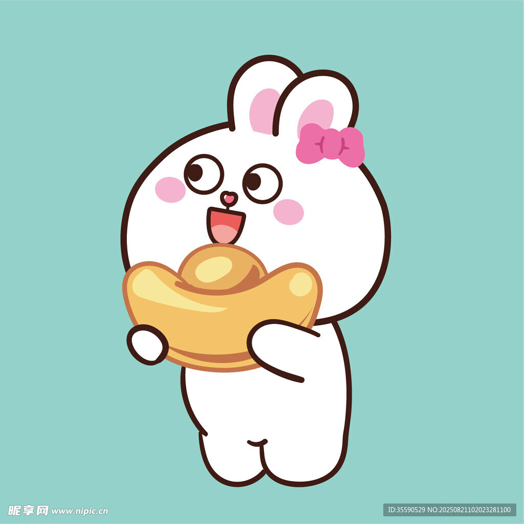 可爱小兔捧金元宝