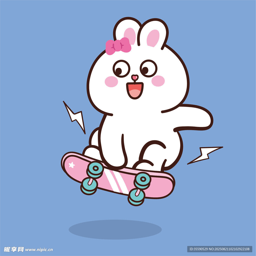 萌兔玩滑板