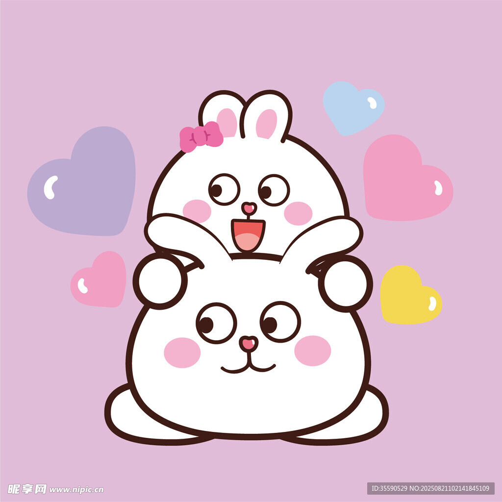 可爱兔子叠罗汉