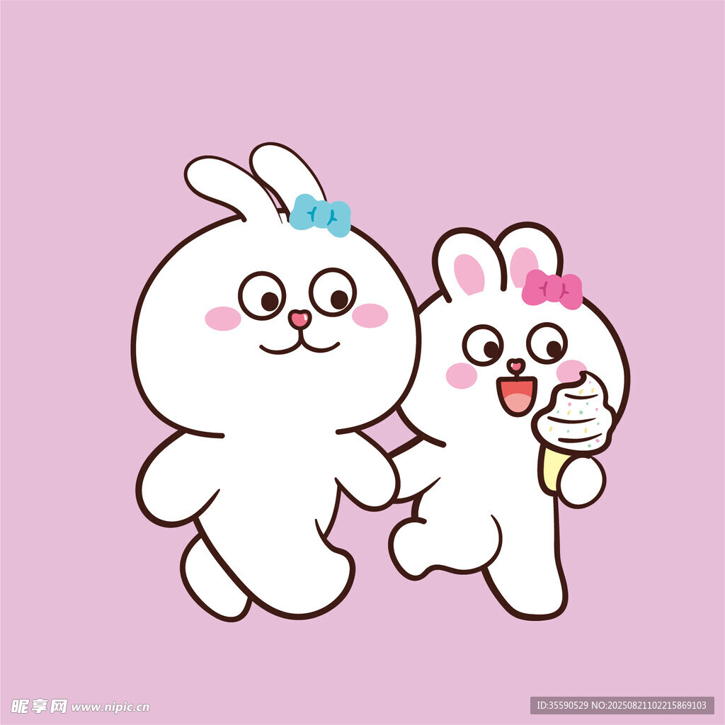 可爱双兔甜蜜互动