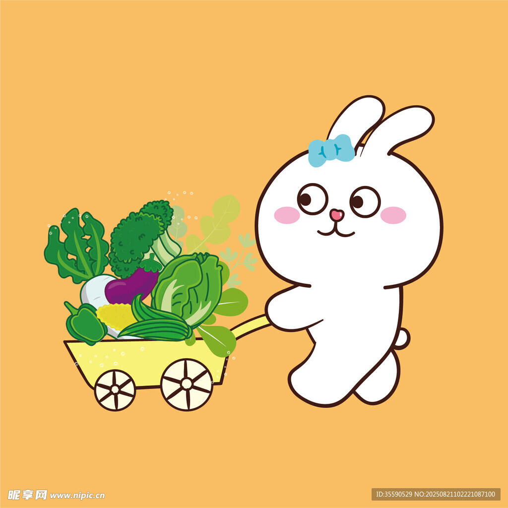 可爱小兔推蔬菜小车