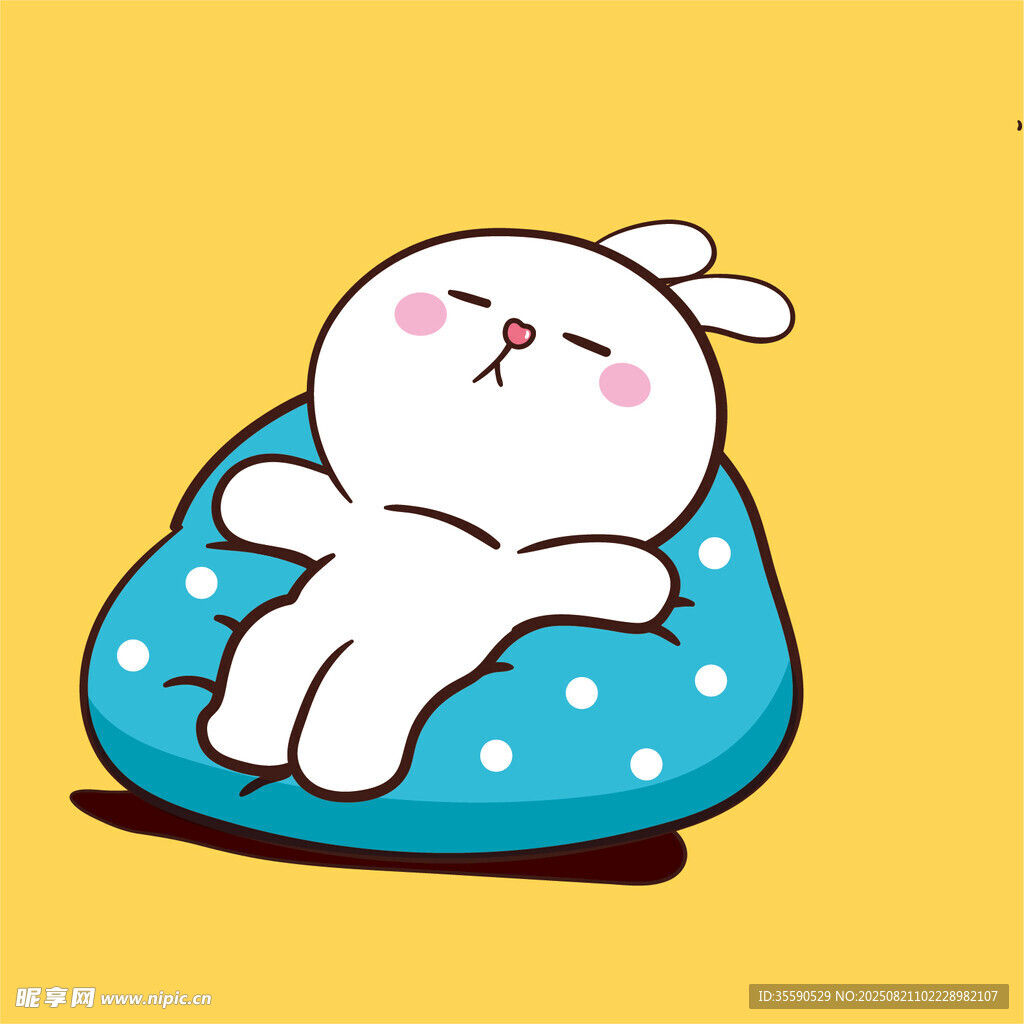 慵懒小兔惬意躺豆袋椅