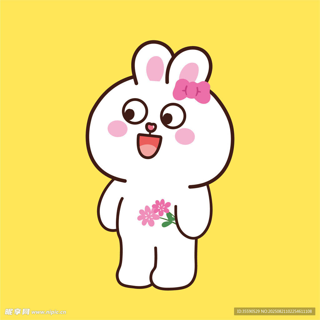 可爱持花小兔形象