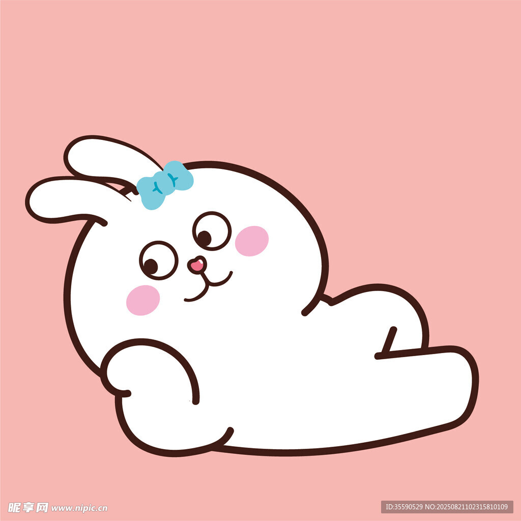 趴着的可爱卡通兔子