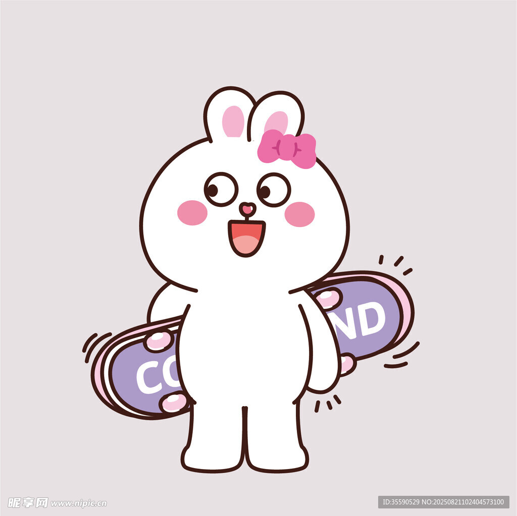 可爱小兔玩滑板