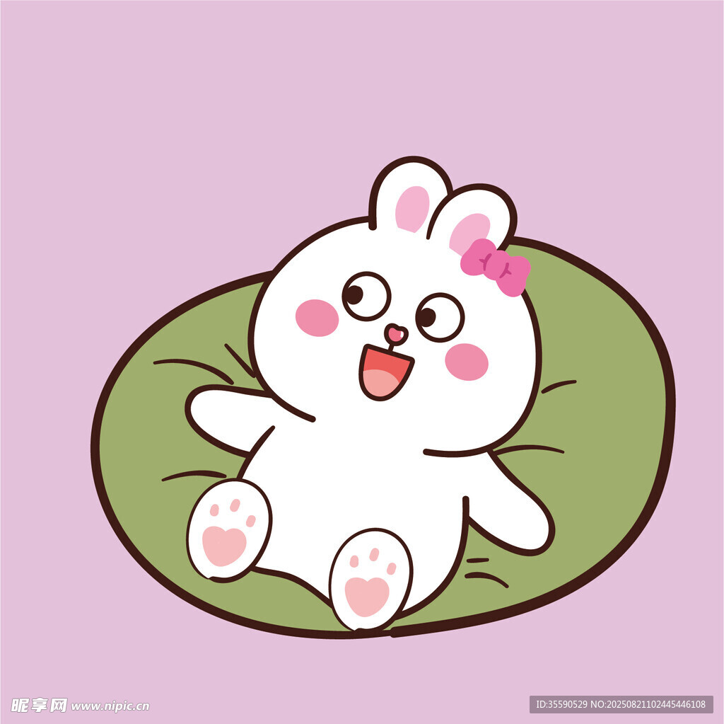 可爱躺卧小兔子插画
