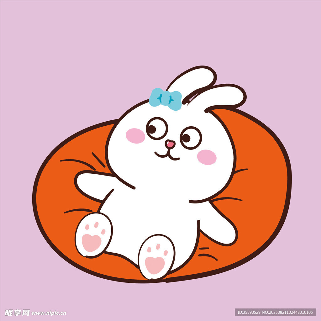 可爱躺卧兔子卡通形象