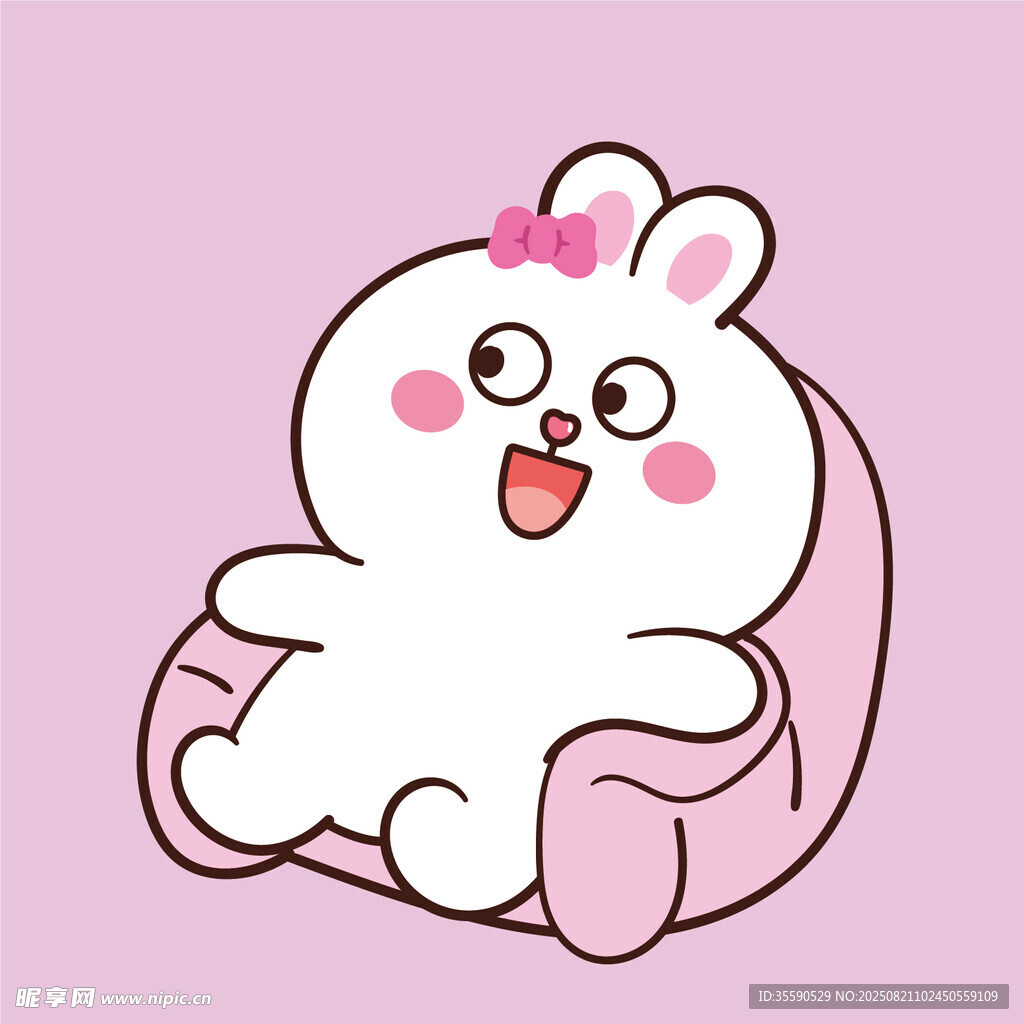 可爱小兔惬意坐沙发