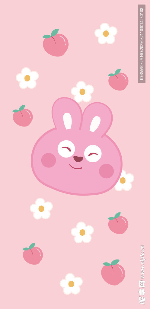 粉色萌兔与草莓可爱图案