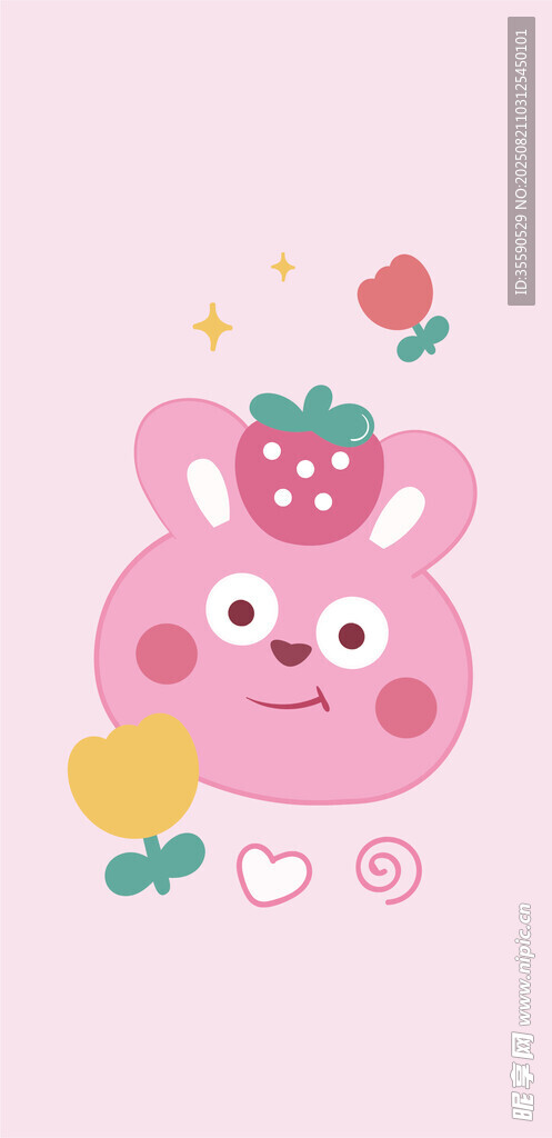 可爱草莓小兔卡通形象