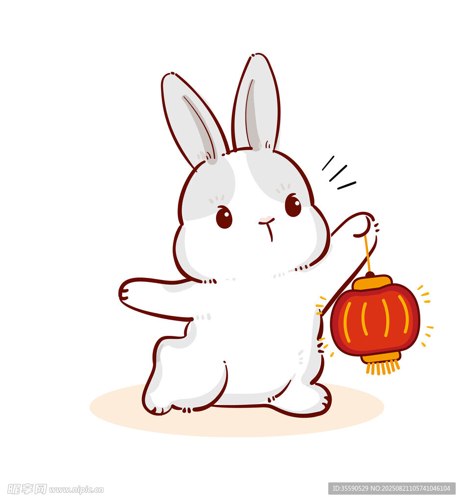 白兔提灯笼贺岁