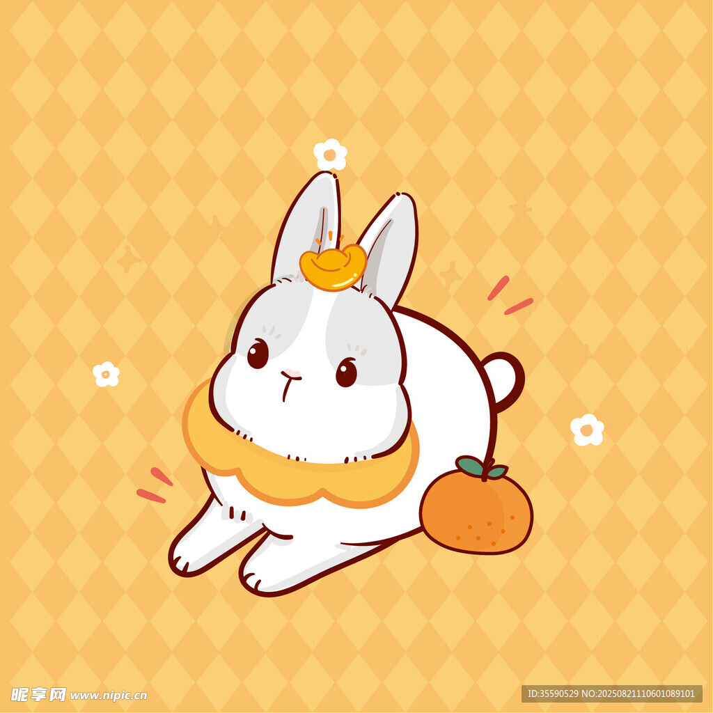 可爱白兔伴南瓜