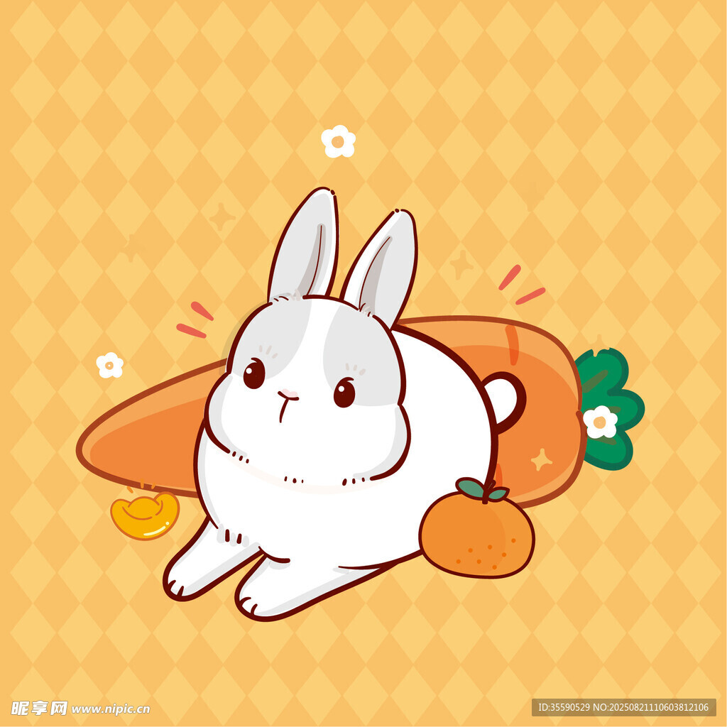 可爱白兔与胡萝卜插画