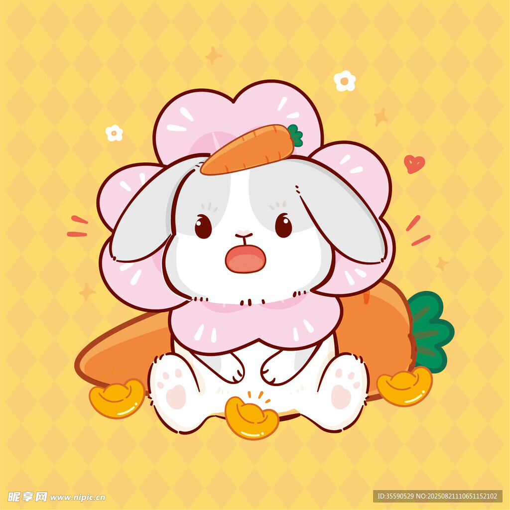 可爱兔子抱胡萝卜插画