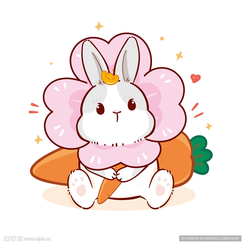 可爱小兔抱胡萝卜插画