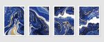 蓝色山川抽象艺术画作