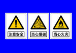 注意安全 当心爆破 当心火灾 
