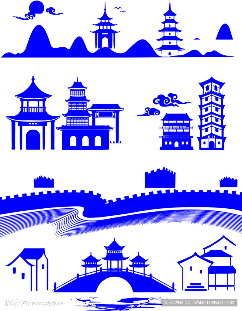 中式古建筑风景剪影