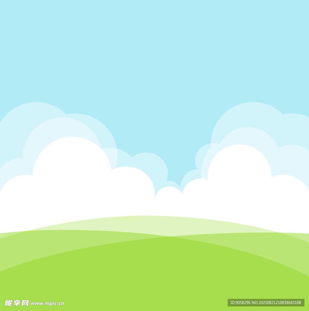 清新草原蓝天白云风景