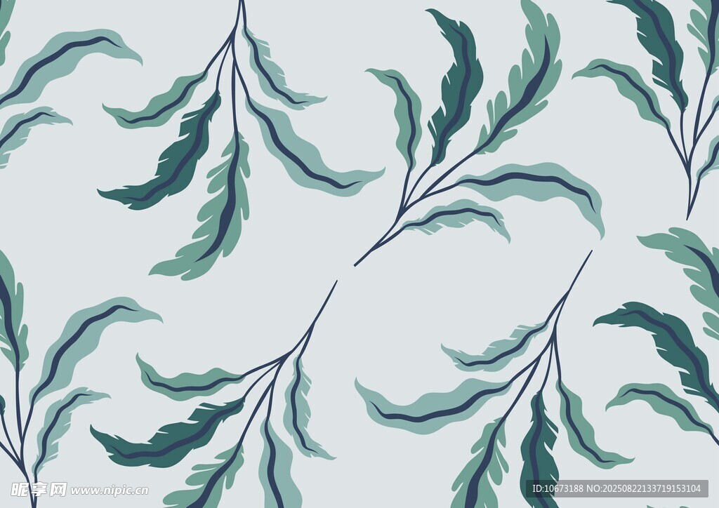 清新绿叶植物图案背景