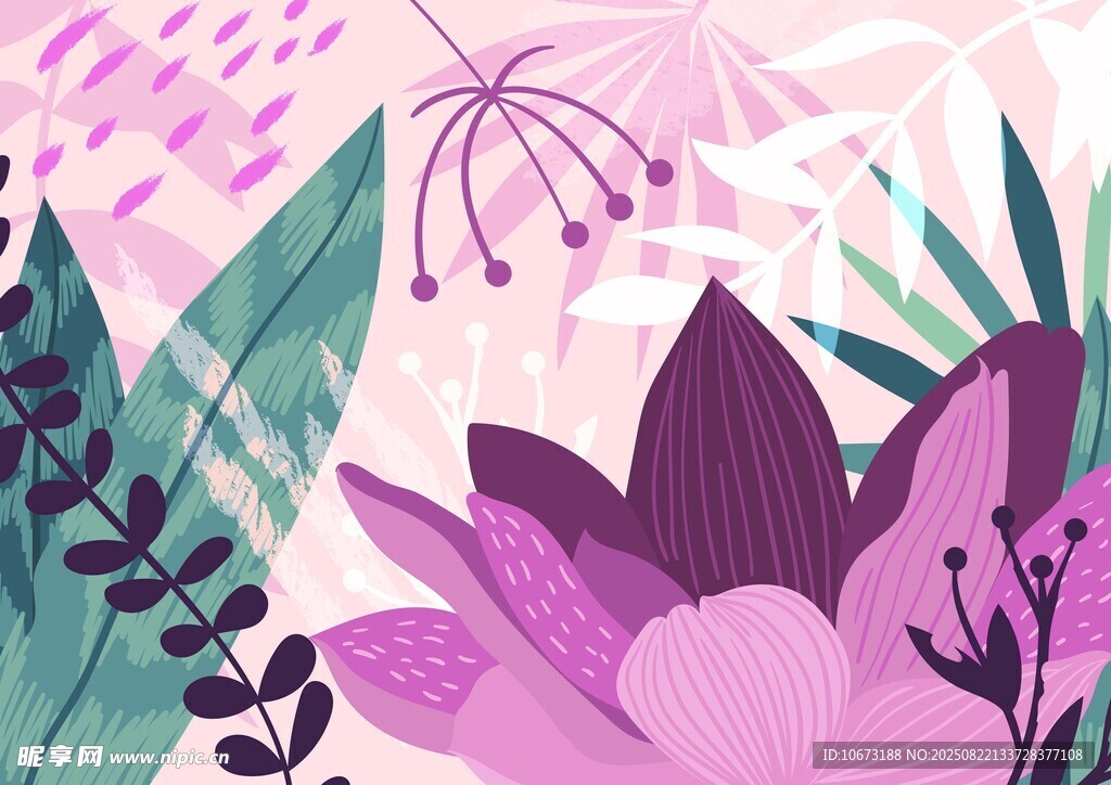 梦幻花卉插画