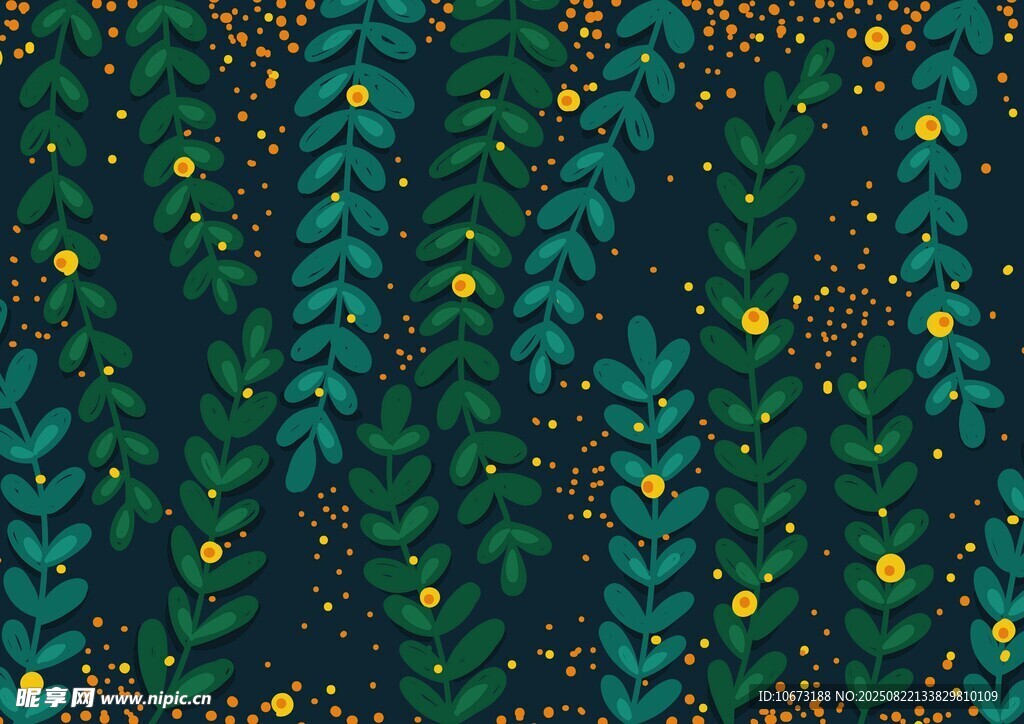 绿叶金点梦幻植物背景