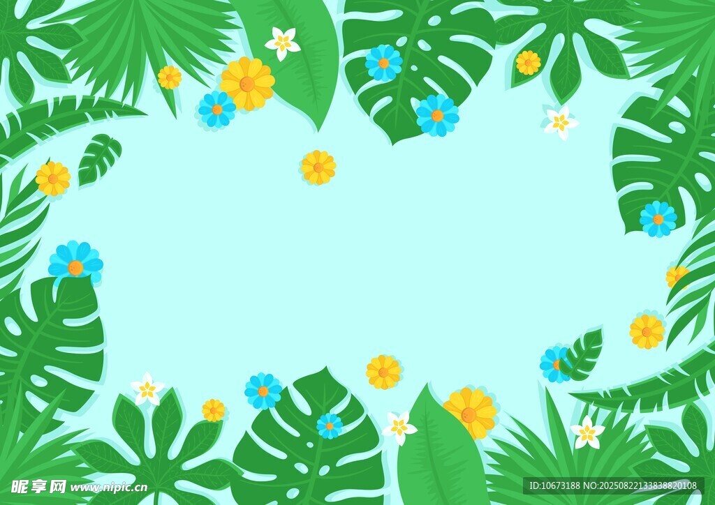 热带植物边框背景图
