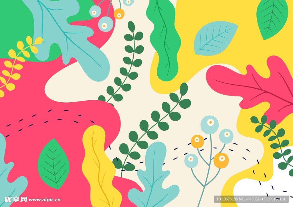 多彩植物插画图案