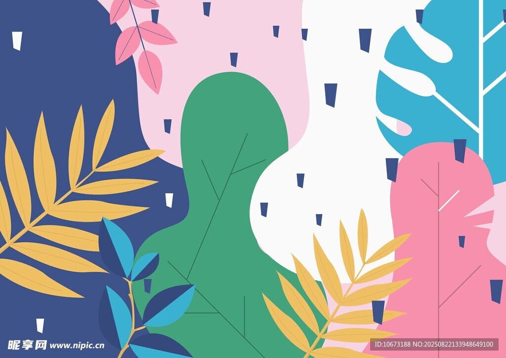 热带植物剪影插画