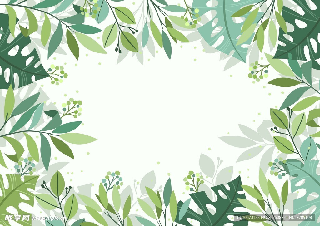 清新绿植边框背景图