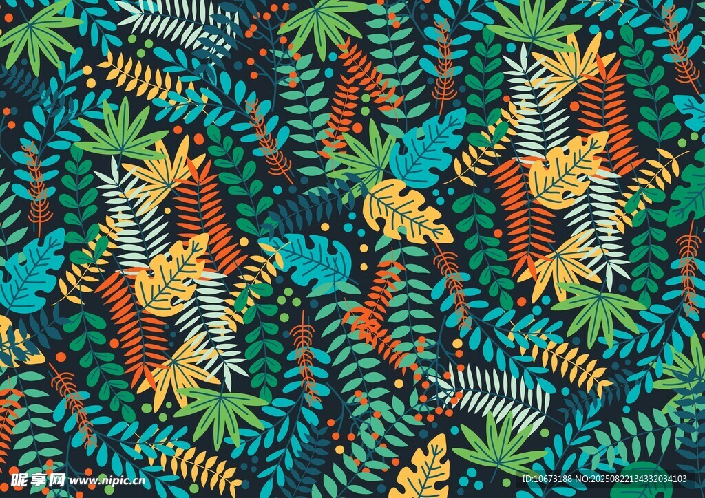 热带植物动物图案面料