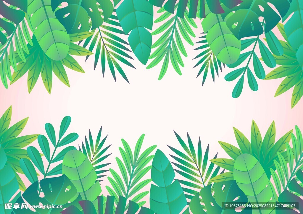 热带绿叶边框背景图